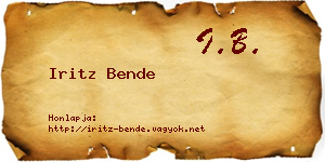 Iritz Bende névjegykártya
